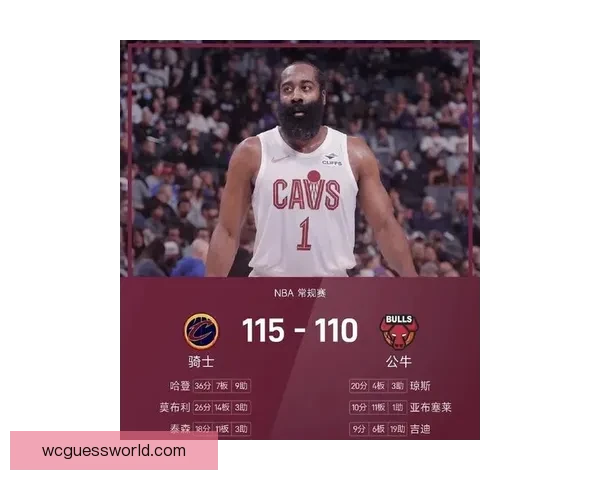 哈登领衔骑士冲击复仇之战吉迪率公牛寻求反弹再争连胜主动权